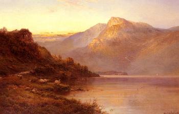 Alfred De Breanski : Sunset On The Loch
